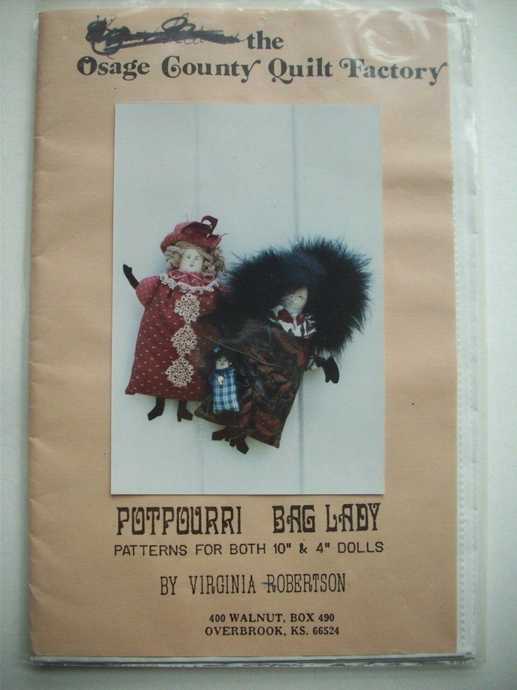 10" and 4" bag lady decor doll pattern uncut
