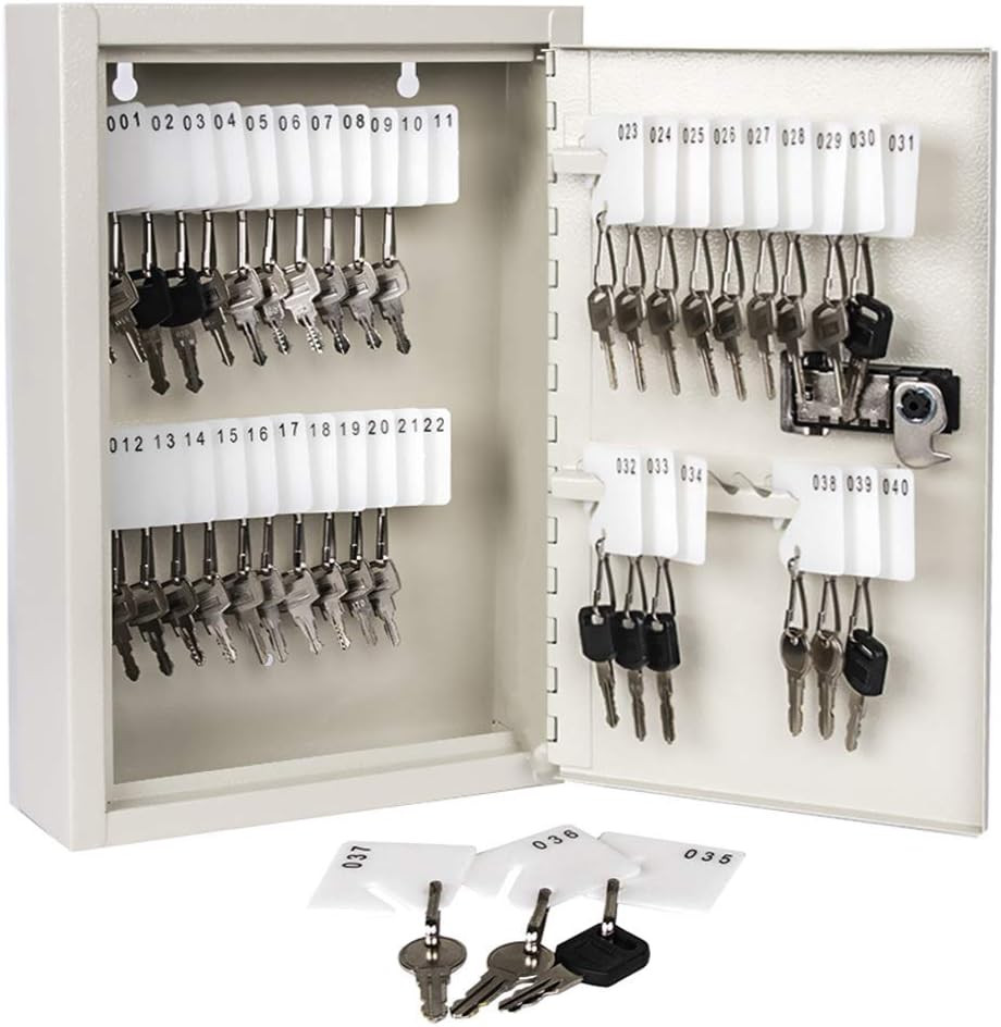 Key Storage Lock Box with Code,Locking Key Cabinet, 40 Key Management Wall Mount