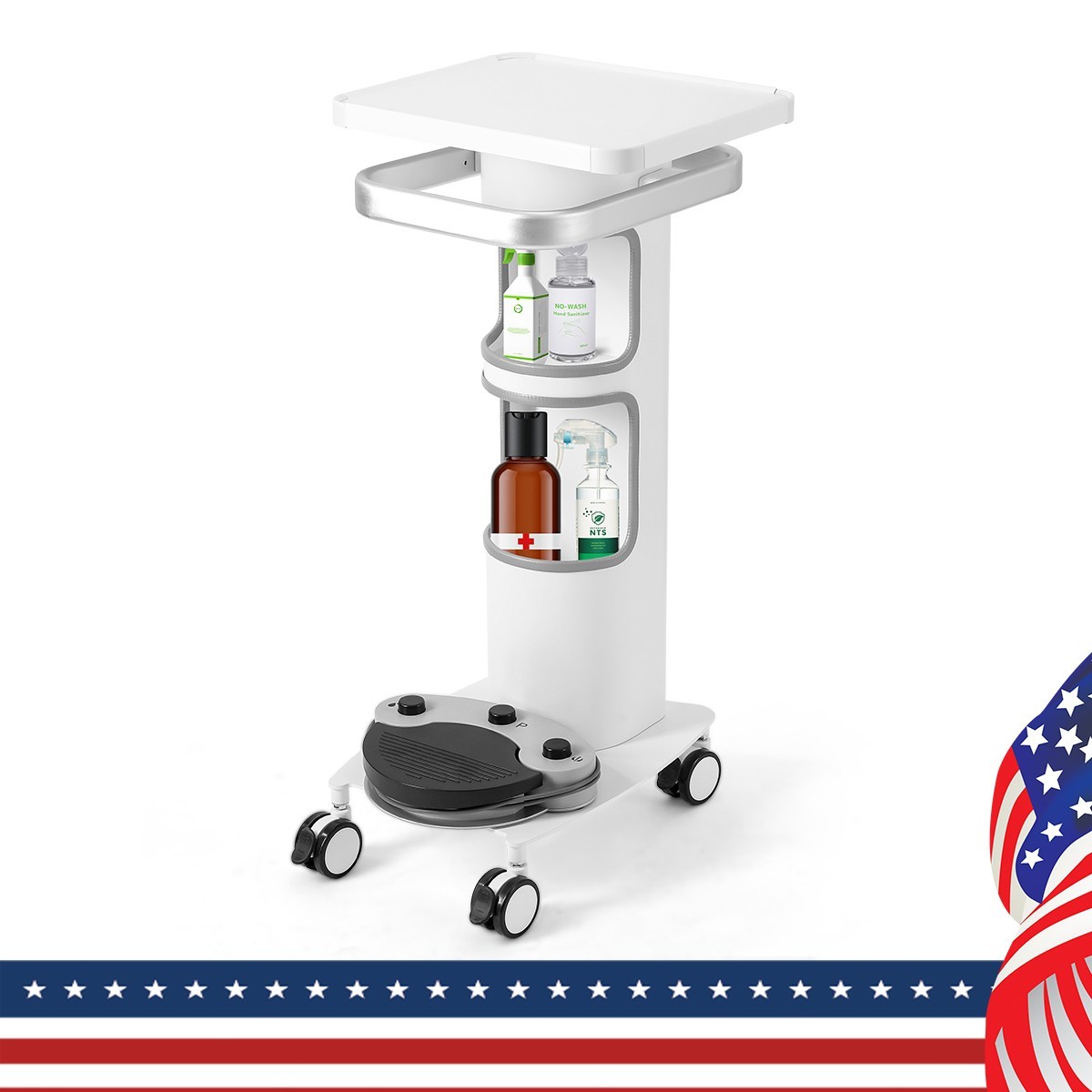 Dental Trolley Intraoral Scanner Cart Mobile Rolling Serving Cart 3 Layer Single