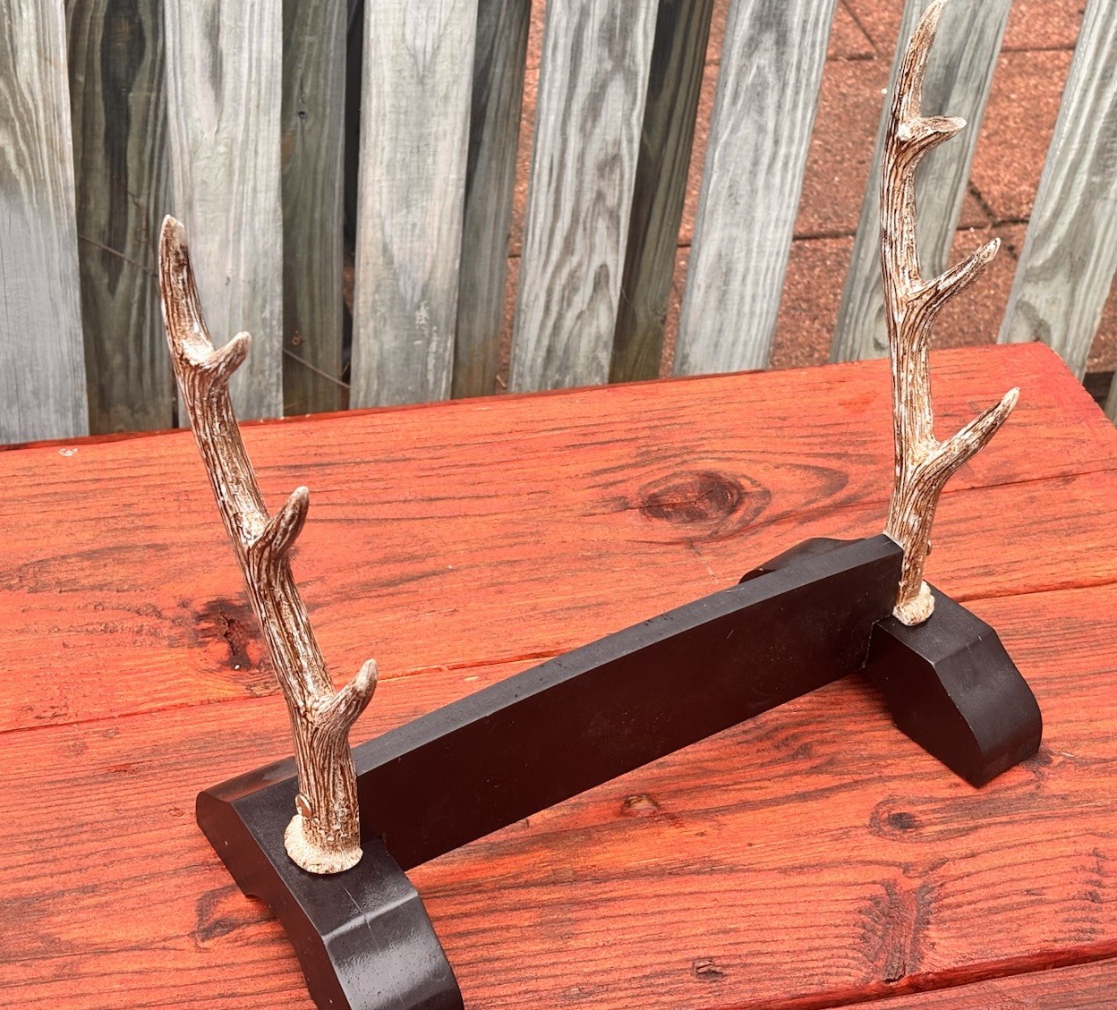 Katana Stand Antler Samurai Sword Stand Faux Antlers With Black Wood Base 3 Tier