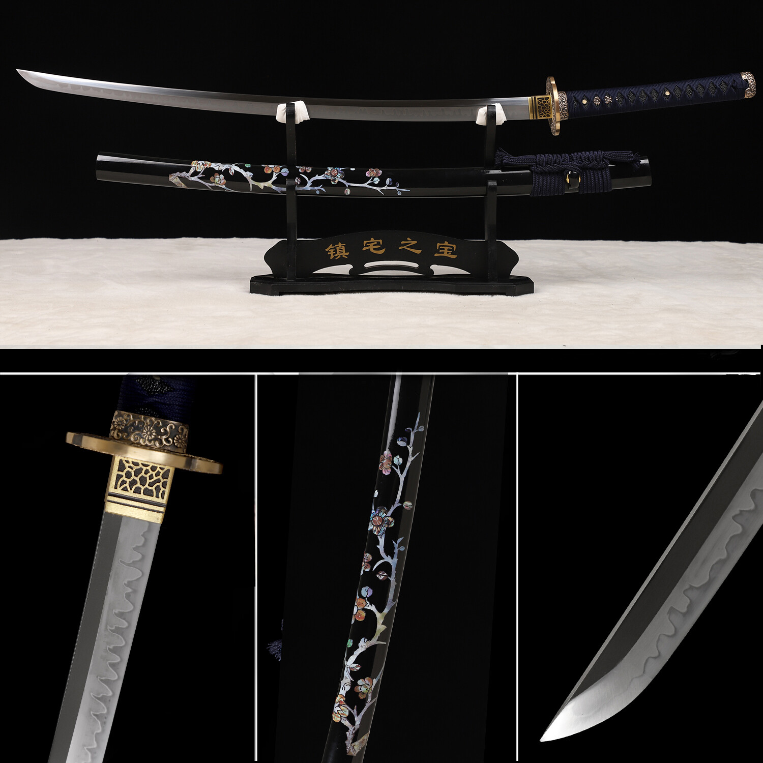 Clay Temperped T10 Steel Japanese Samurai Sword Katana Brass Tsuba Full Tang