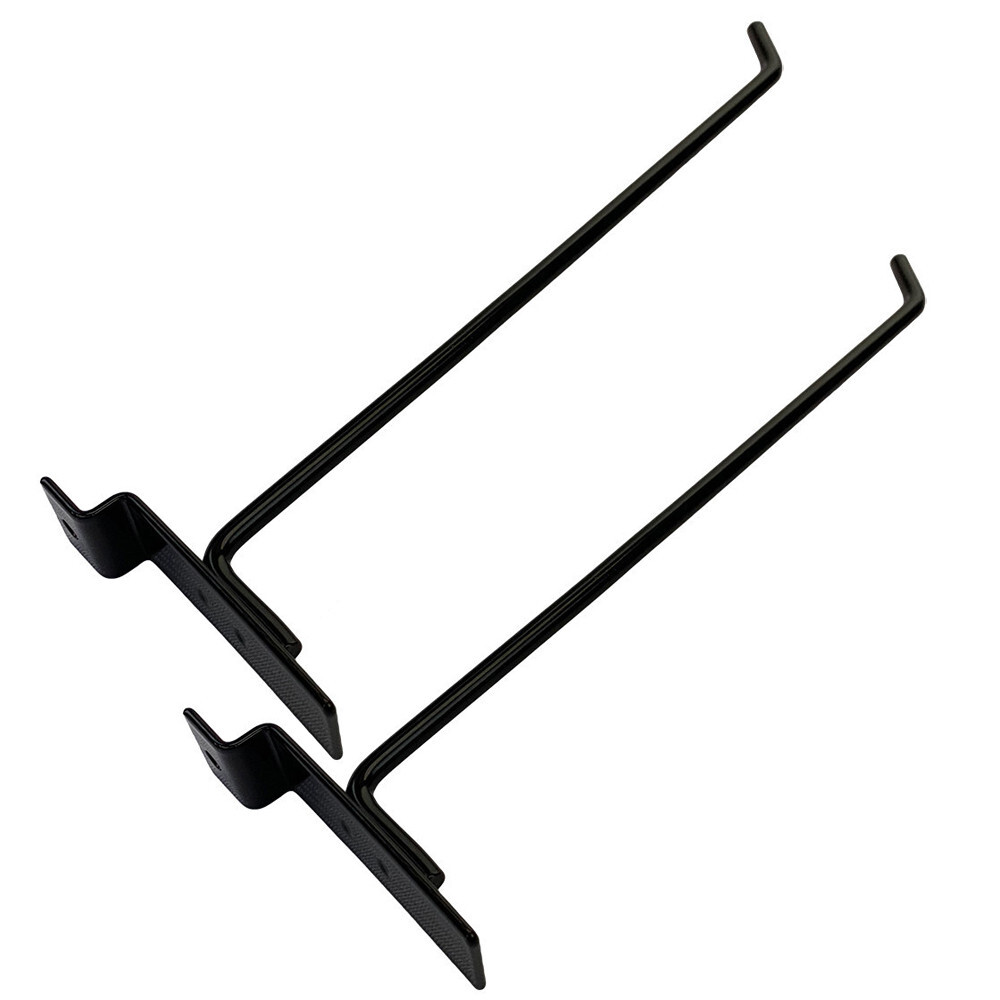 12" Slatwall Hook Panel Display Hooks, 1/4" Thickness Metal, Black - PACK 12