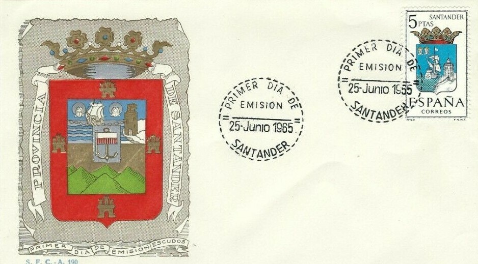 FDC First Day Spain 1965 Escudos SANTANDER