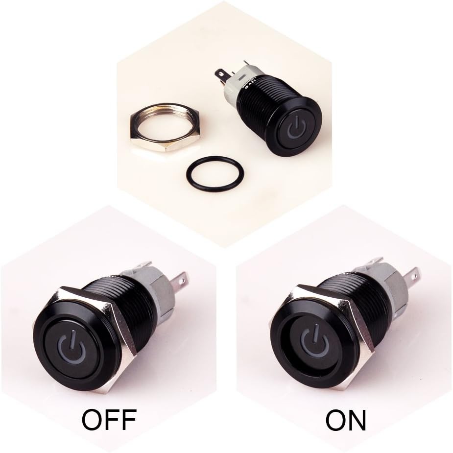 Latching Push Button Switch U16F5 1NO1NC SPDT ON/Off Black Shell with Red