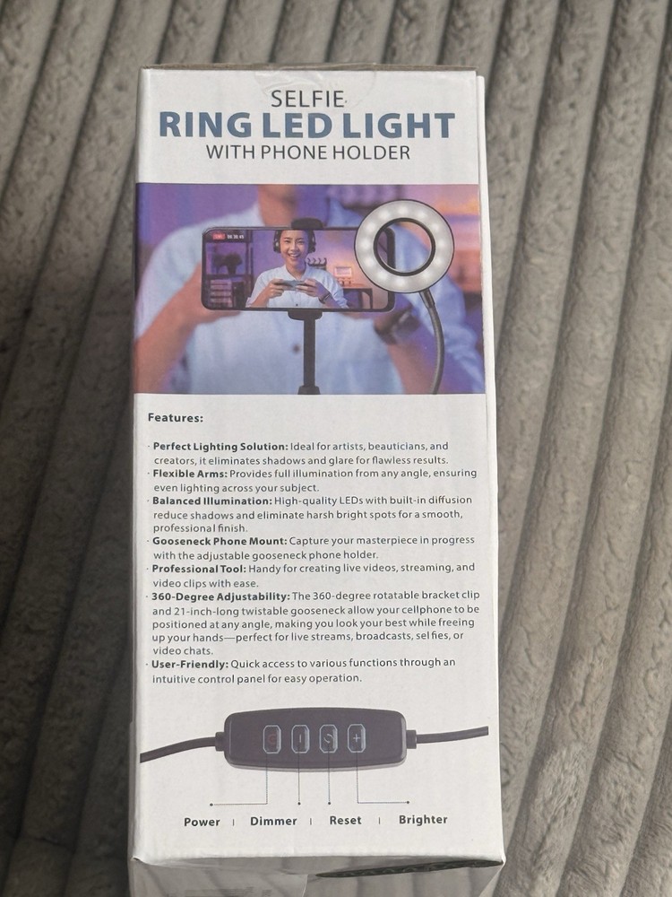 SELFIE RING LED LIGHT WITH A PHONE MOUNT AND USB CHARGING