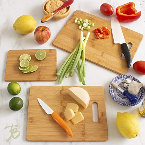 3-Piece Bamboo Cutting Board Set, 3 Assorted Sizes Solid 3 Piece Set