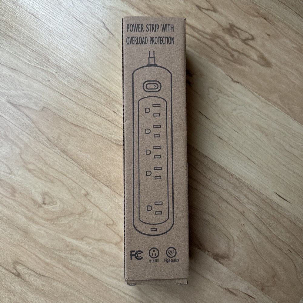 5 AC POWER OUTLET EXTENDER SURGE OVERLOAD PROTECTOR BLACK FLAT PLUG WITH SWITCH