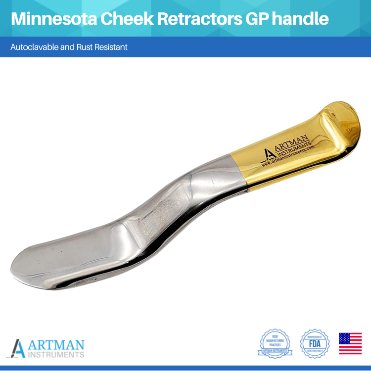 Minnesota Cheek Retractor Gold Plated Surgical Dental Instruments ARTMAN