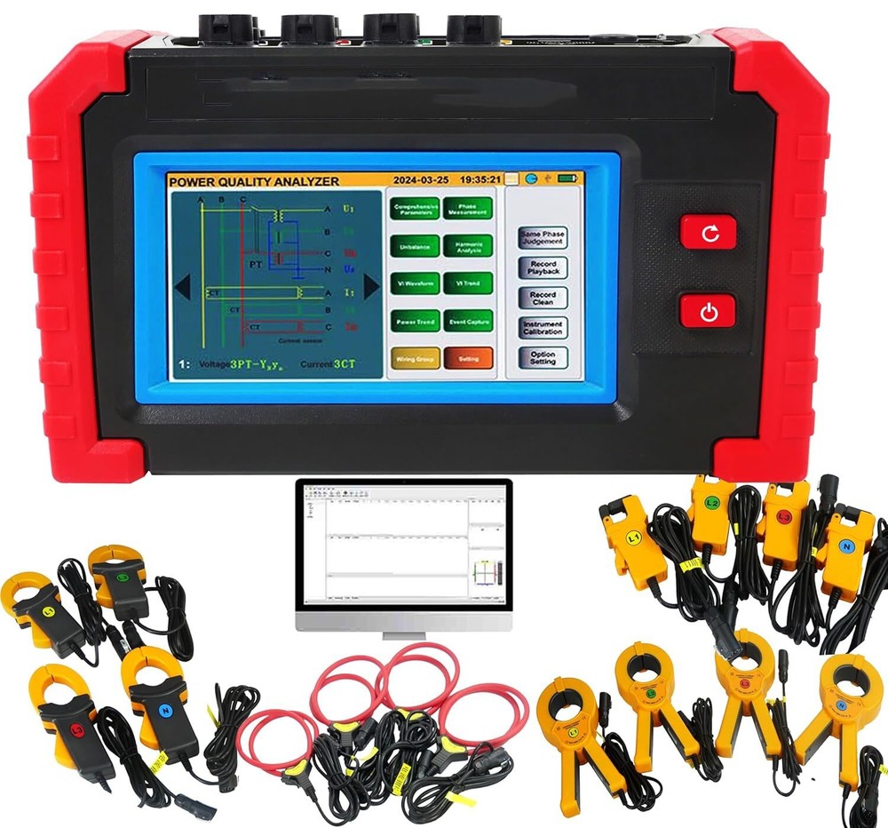 3 Phase Power Quality Analyzer with Range 10mA~6000A USB Communication Interface