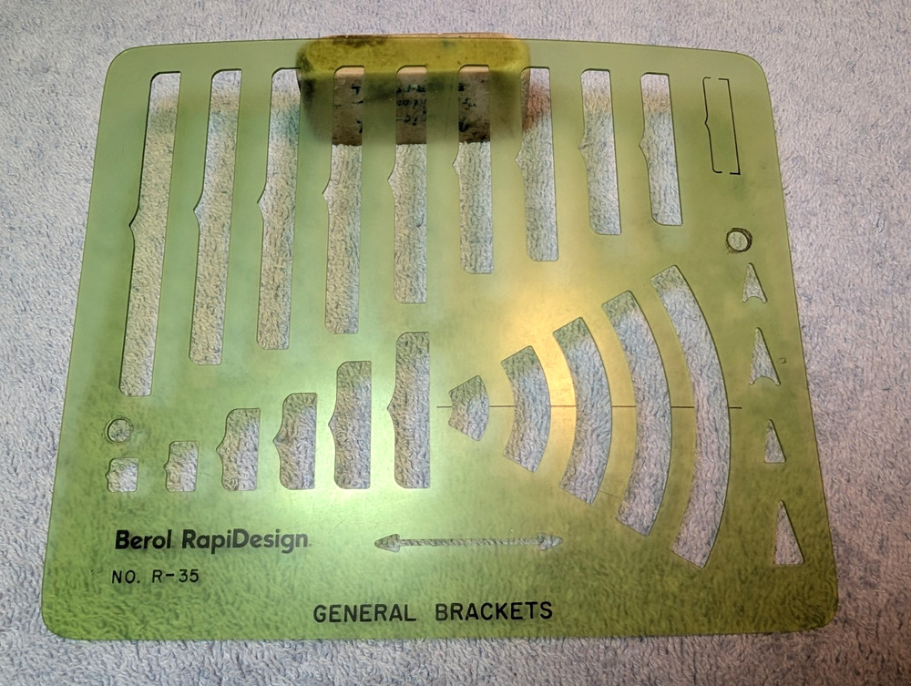 Berol RapiDesign Drafting Template R-35 General Brackets VINTAGE