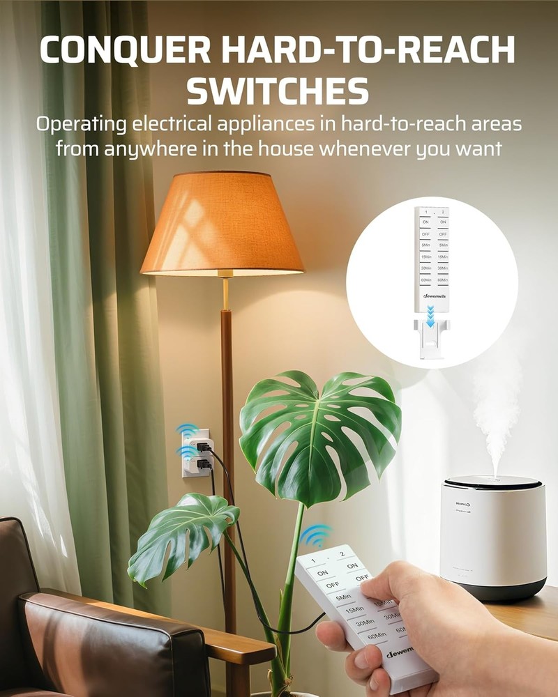 2 Pack Remote Control Outlet Timer, 15A, Wireless Countdown Switch for Lamps