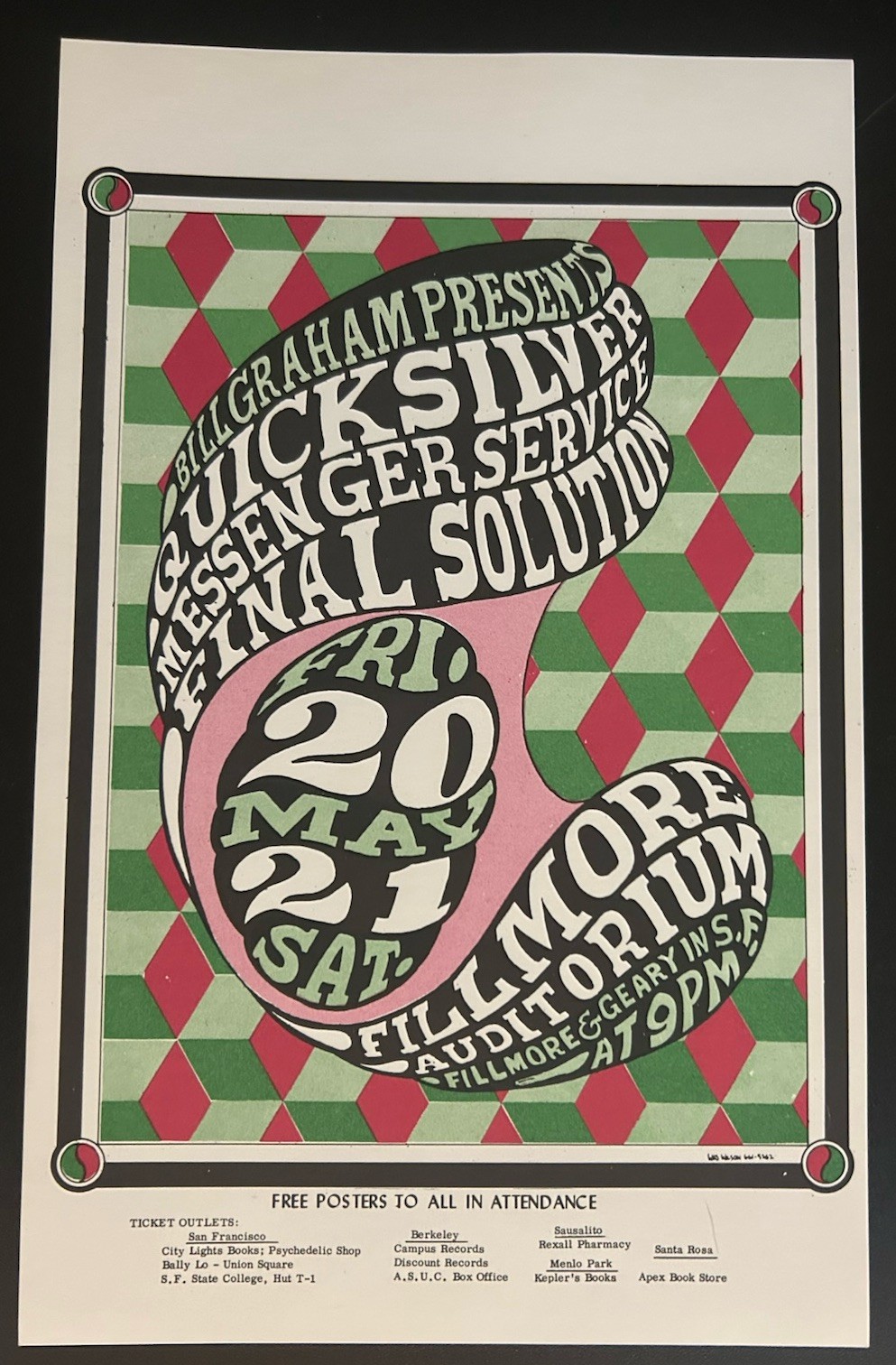 1966-FILLMORE-BG-7 POSTCARD/REPRINT-QUICKSILVER MESSENGER SERVICE-WES WILSON