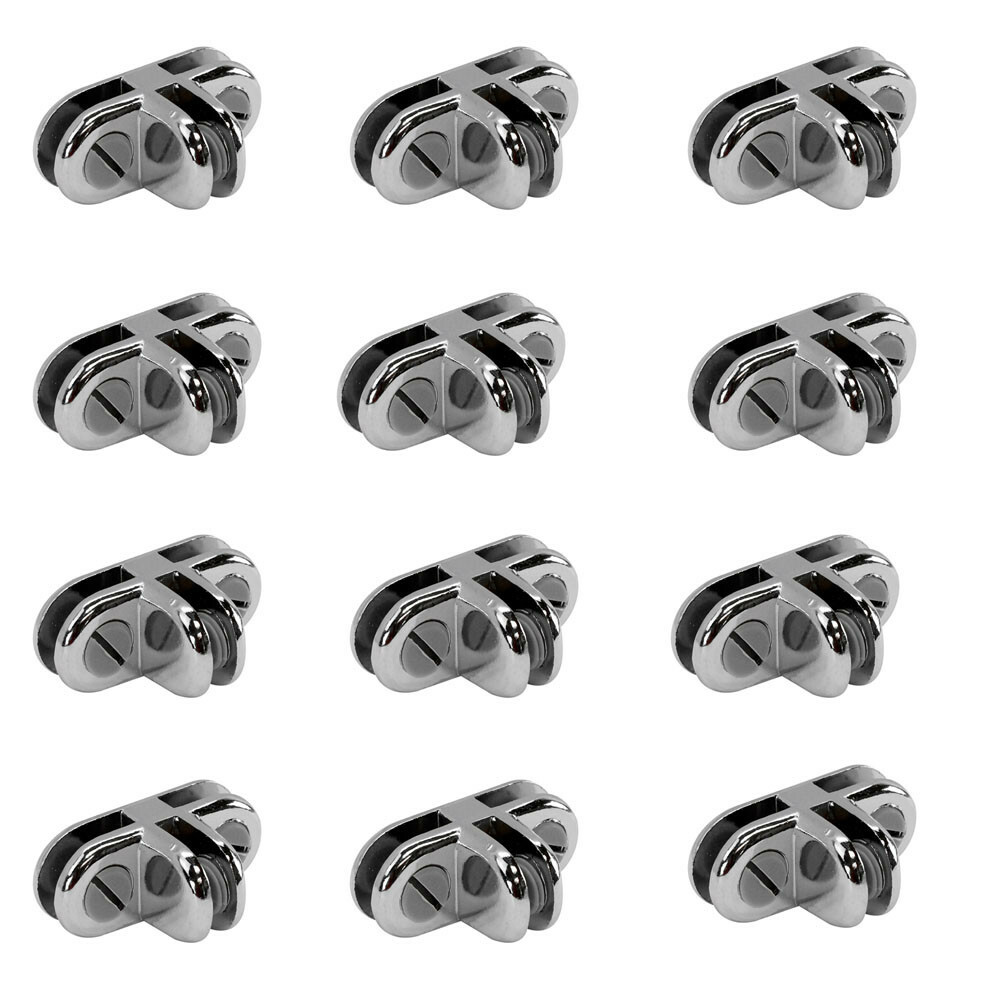 50 Pc Chrome 3 Way Glass 3/16'' Use Cubic Cubbie Connector Clip Tempered Glass