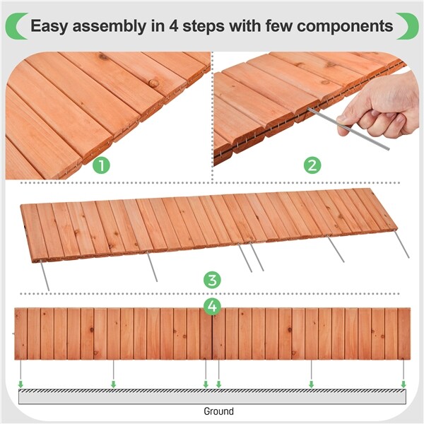 Wooden Fence Garden Landscape Edging Flexible Decorative Border for Yard Patio