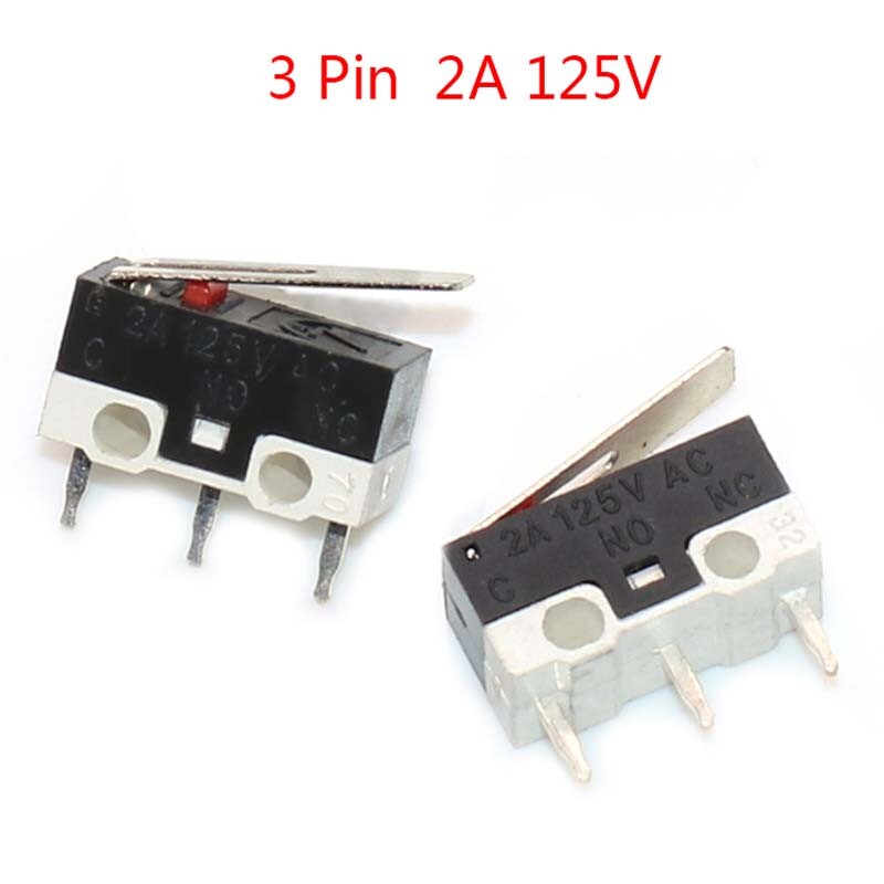 3 Pin Ultra Mini Micro Switch Roller Lever Actuator Mouse Microswitch 2A 125V