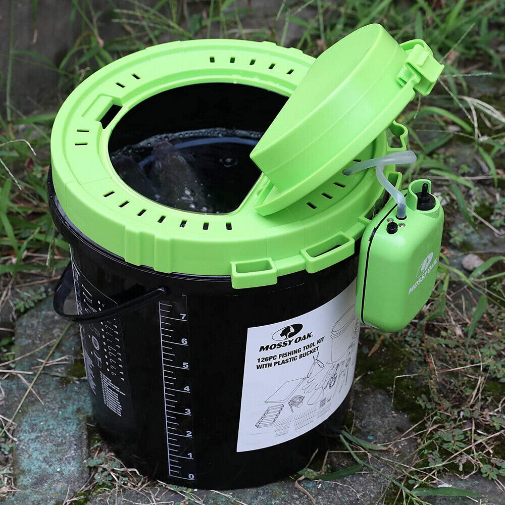Mossy Oak 126PC Fishing Tool Kit 25 in 1 Fishing Multitool Pliers Bait Bucket