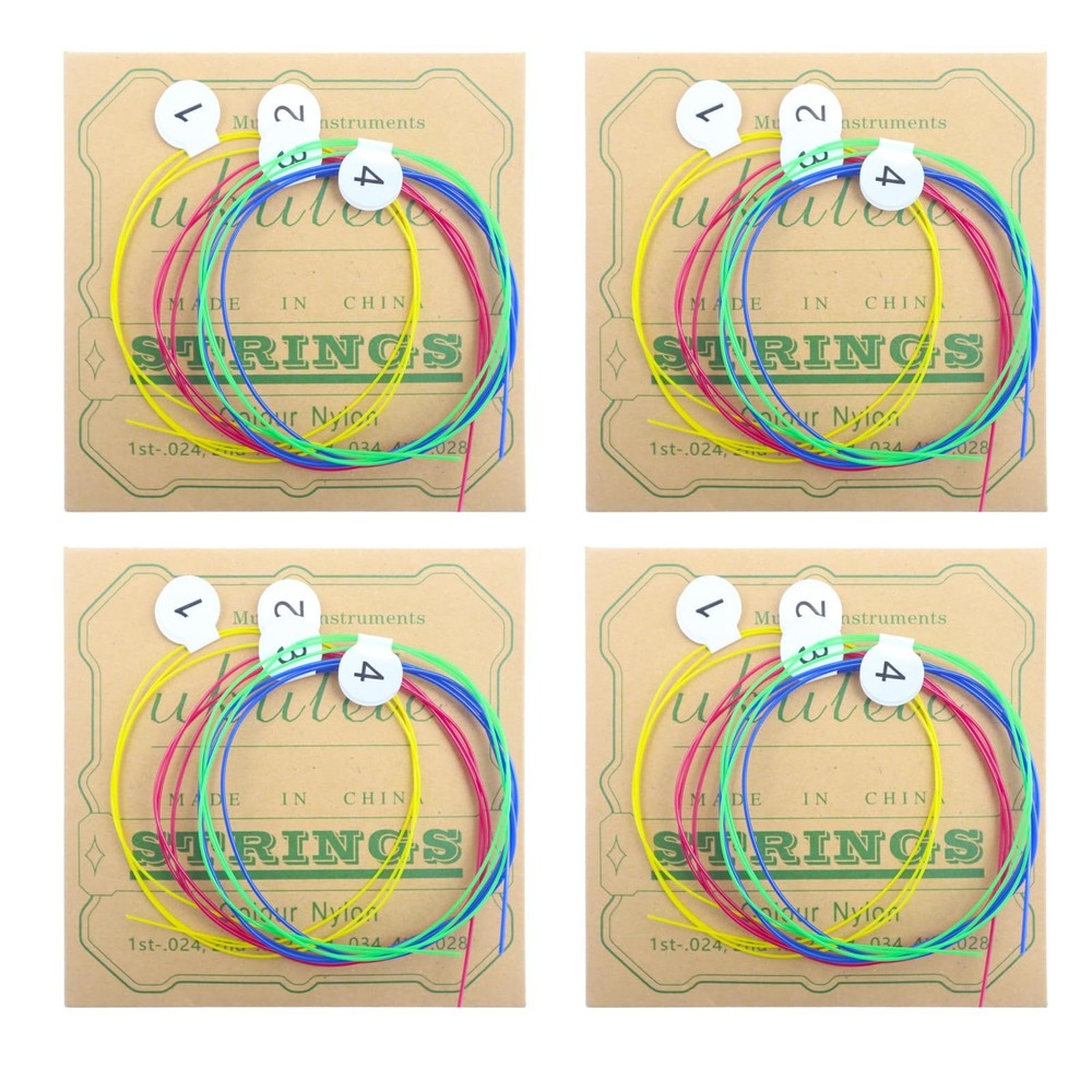 RAUYIVANY Ukulele strings, 4 Packs Colorful Nylon Ukulele strings, Replaceabl