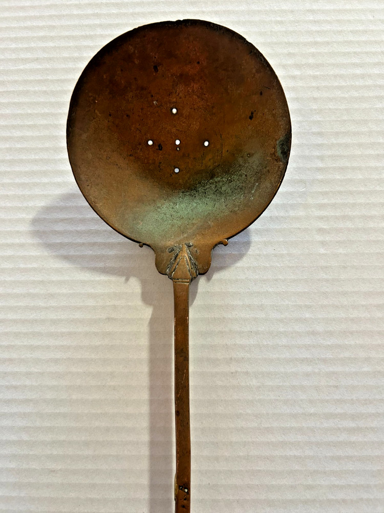 Vtg. Hand Made 19" Copper Skimmer Spoon