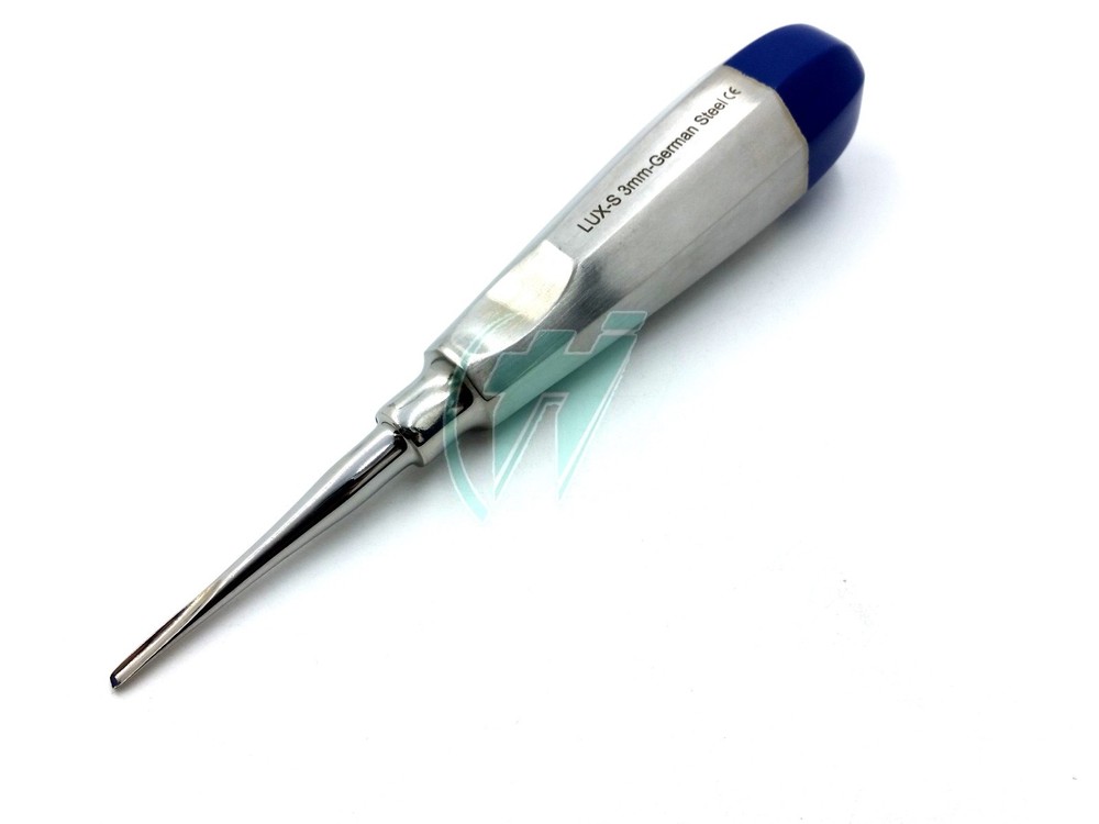 2 pk German Stainless Root Tip Dental Extracting Elevators Straight & Curved 3mm