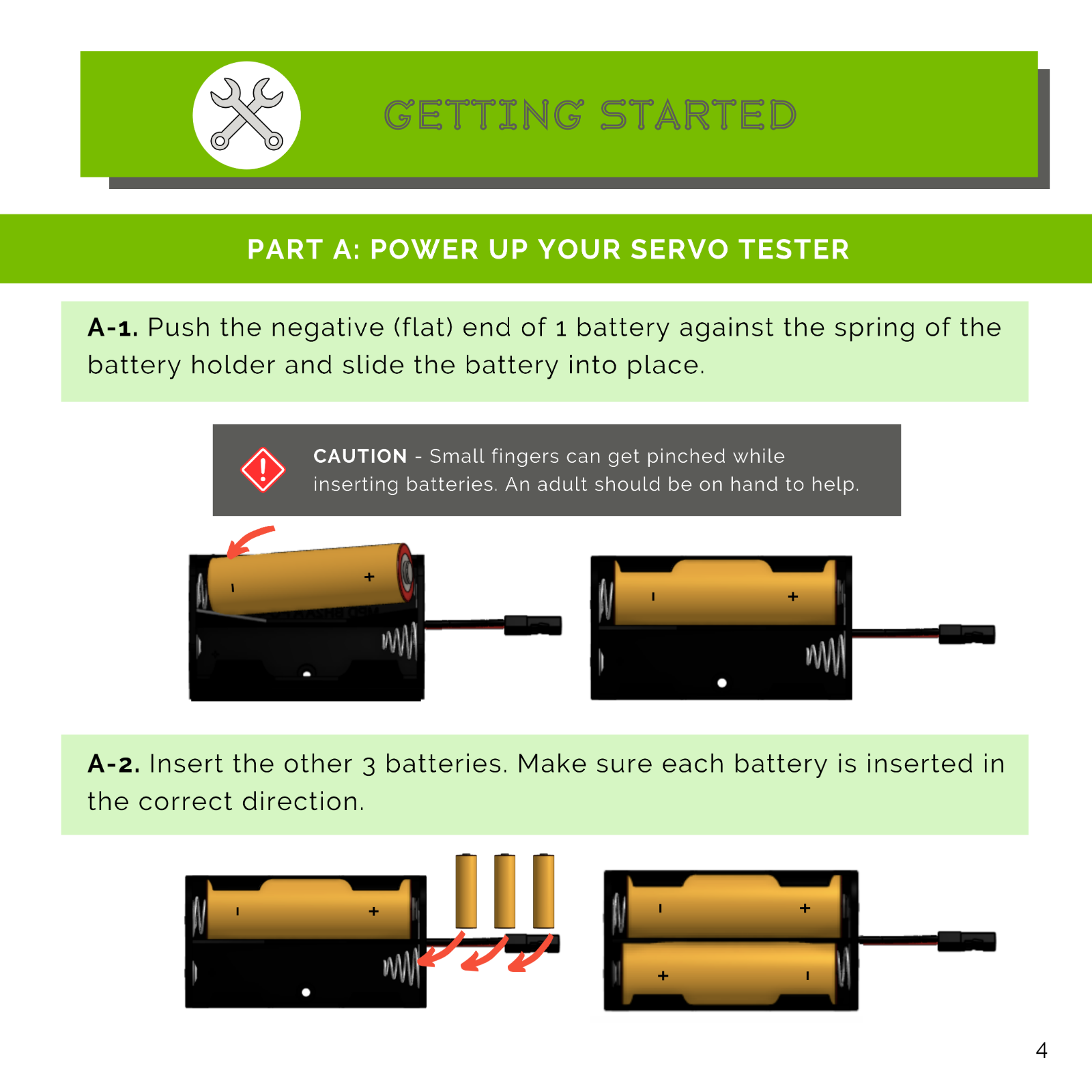 Servo Tester Kit (9g Servo Motor, Servo Tester, Battery Holder) Robot STEM Kit