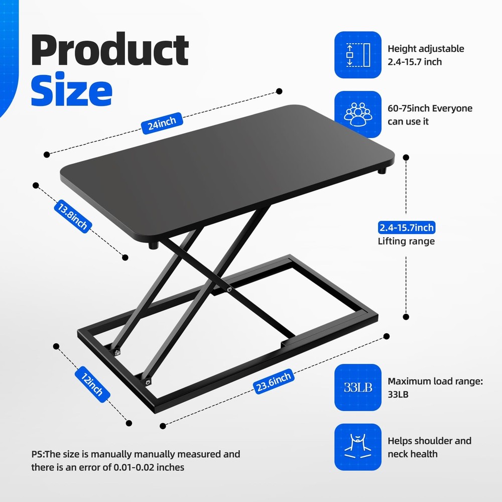 Standing Desk Converter Height Adjustable, Sit to Stand up Desk Riser Compute...