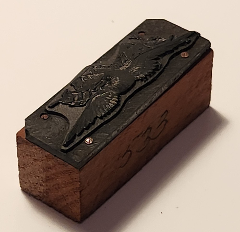 Vintage Eagle With Flag Letterpress Printing Block As Pictured