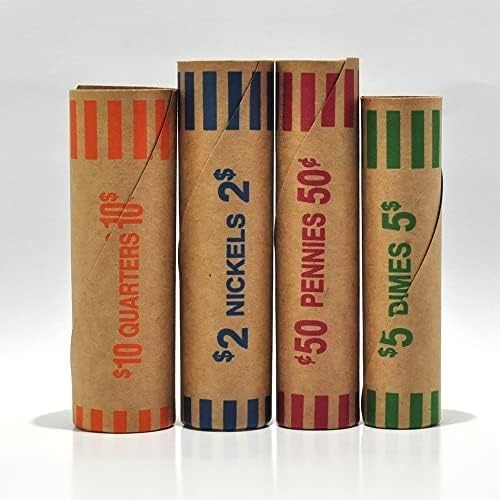 Effortless Coin Organization: 128 Assorted Wrapper Rolls for Quarters & Dimes
