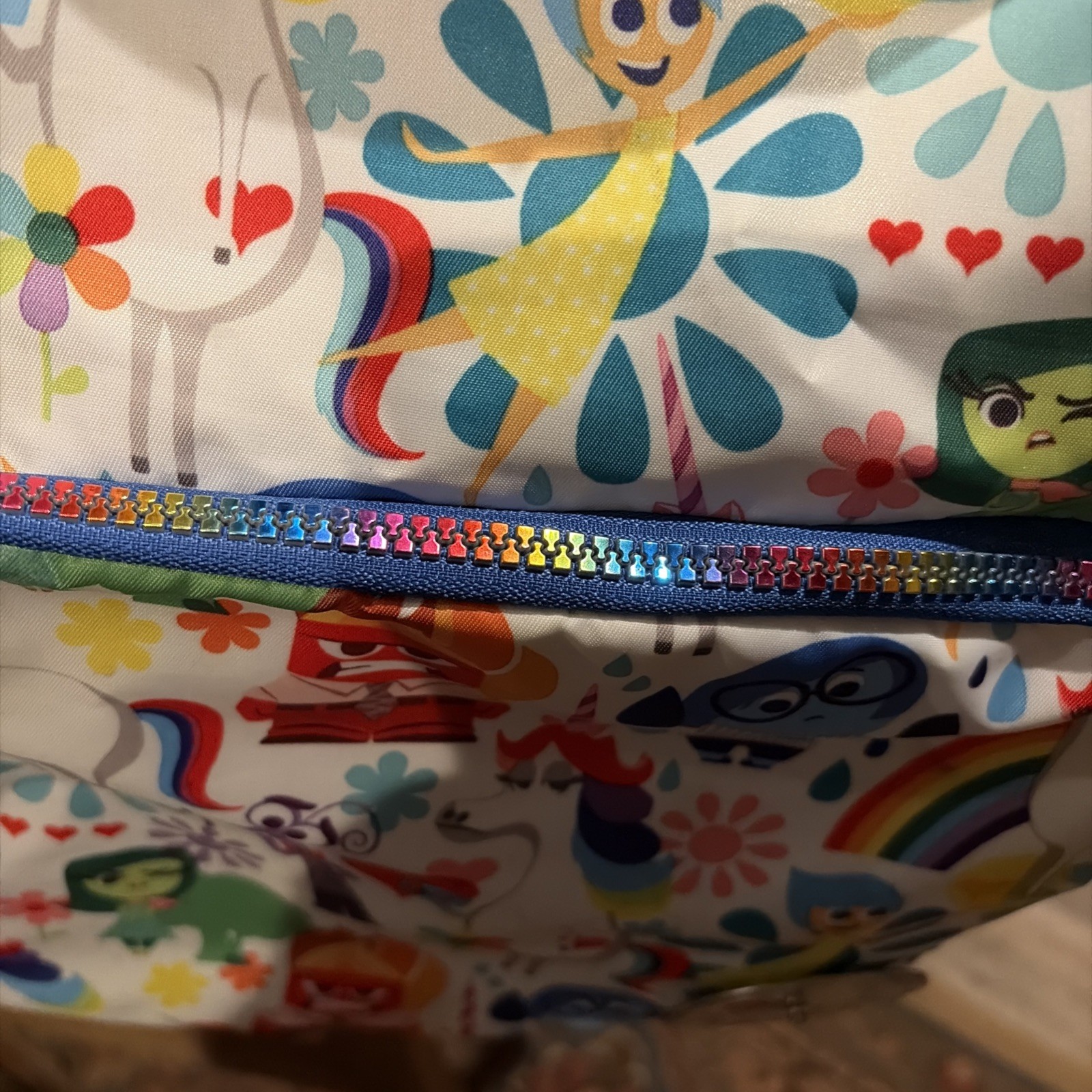 Disney Store Pixar Inside Out All Over Joy Unicorn Backpack W/Emotion Dial
