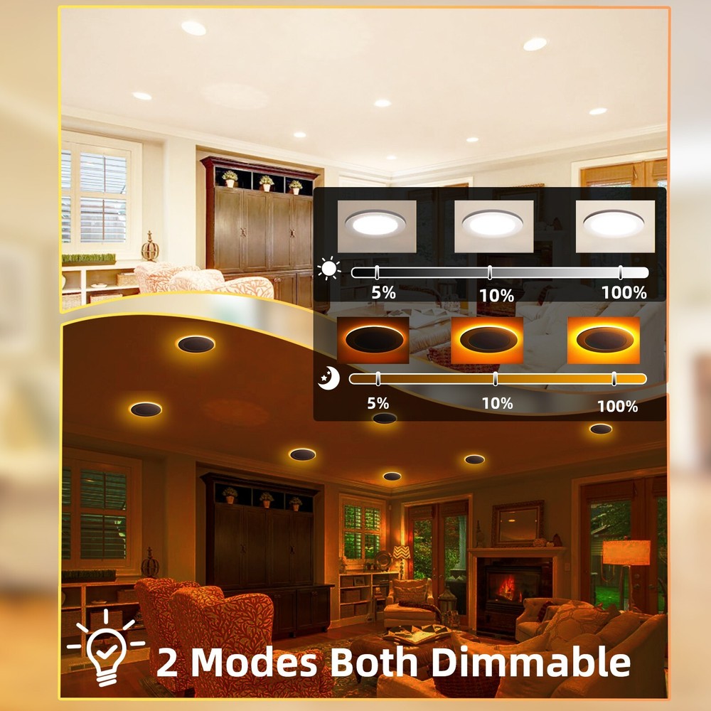 6 Pack 4 Inch Ultra-Thin LED Recessed Ceiling Light with Junction Box DIMMABLE