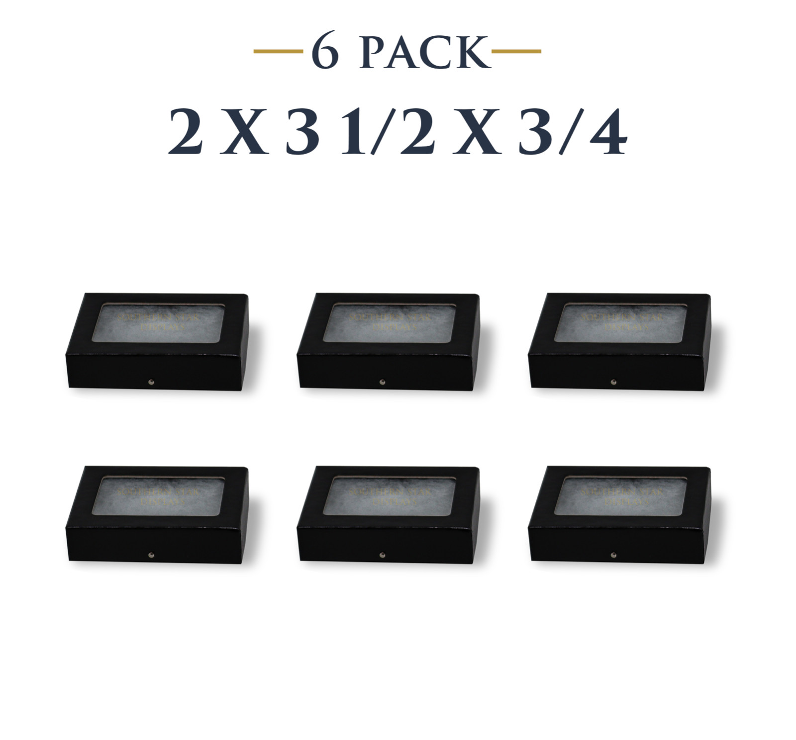 6 Pack of 2 x 3 1/2 x 3/4 Riker Display Cases Boxes for Collectibles Jewelry
