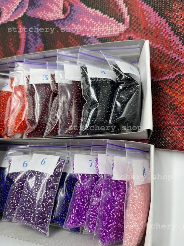Bead embroidery pillowcase kit "Grisanthemum"