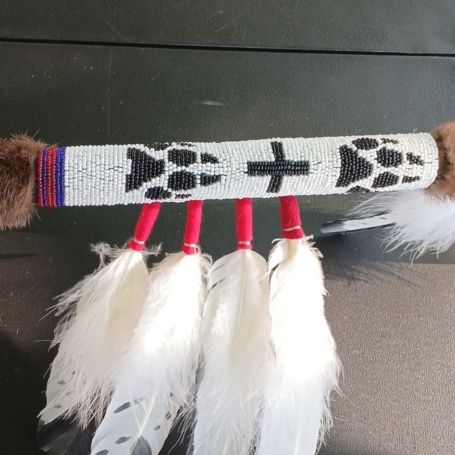 PowWow Regalia - Eagle Foot Dance Stik with Beadwork