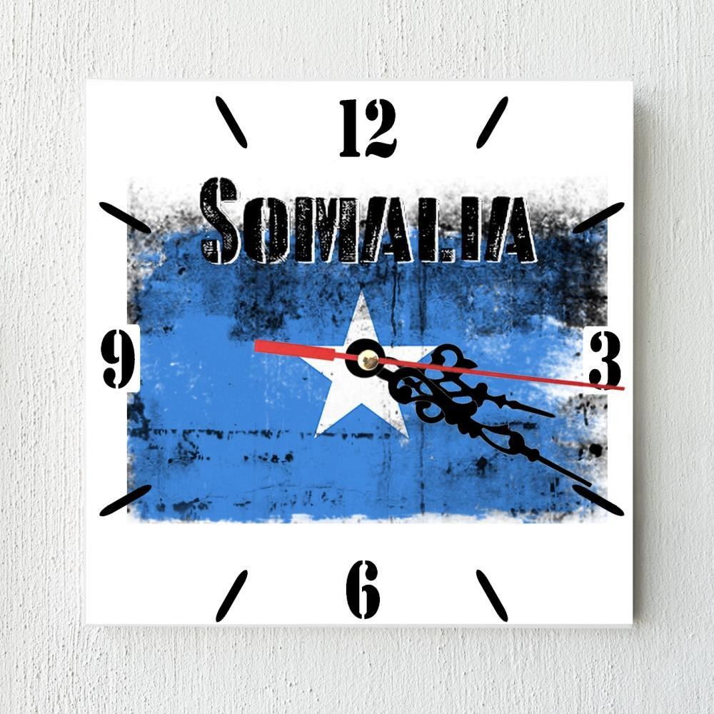Somalia Flag Wall clock patriots CERAMIC Tile Watch Support Décor