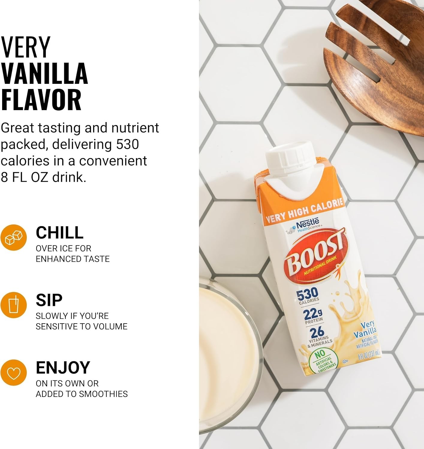 Boost Very High Calorie Vanilla Nutritional Drink – 22G Protein, 24 pack