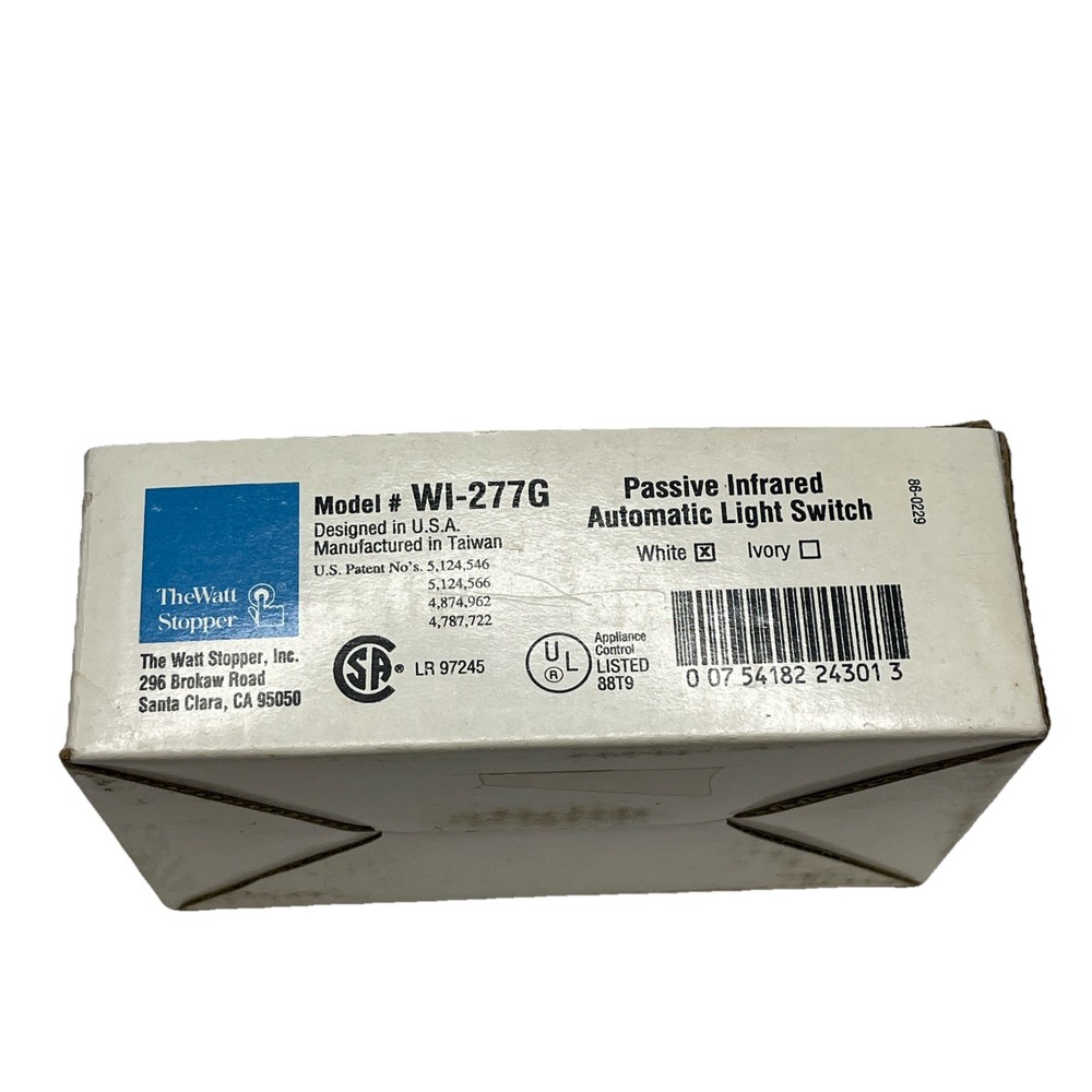 WATT STOPPER WI-277G White PASSIVE INFRARED AUTOMATIC WALL OCCUPANCY SENSOR
