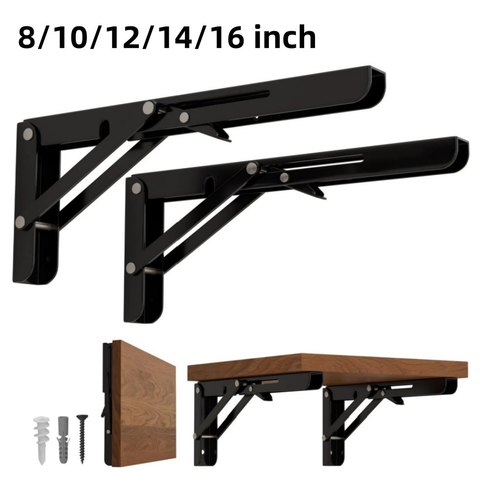 Folding Shelf Brackets, 2 Pcs Heavy Duty Foldable Shelf Brackets Metal