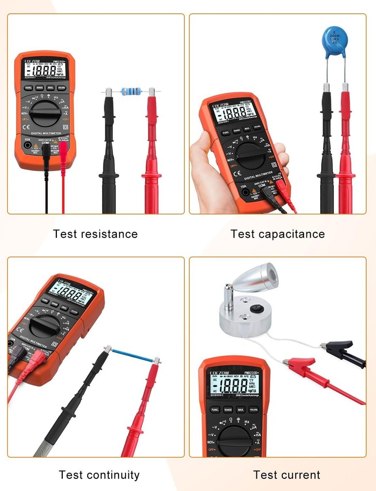 Digital Multimeter,Multimeter Tester, High Sensitivity Voltmeter Ammeter Ohmm...