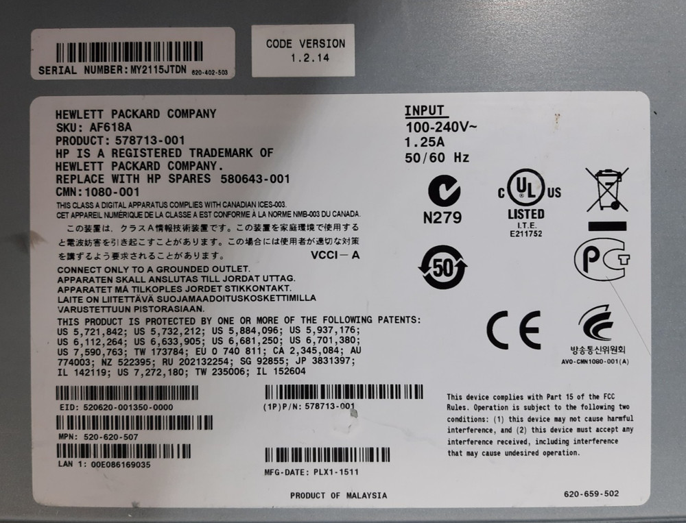 HP Server Console Switch G2 0x2x16 (AF618A) KVM Switch 16-Port