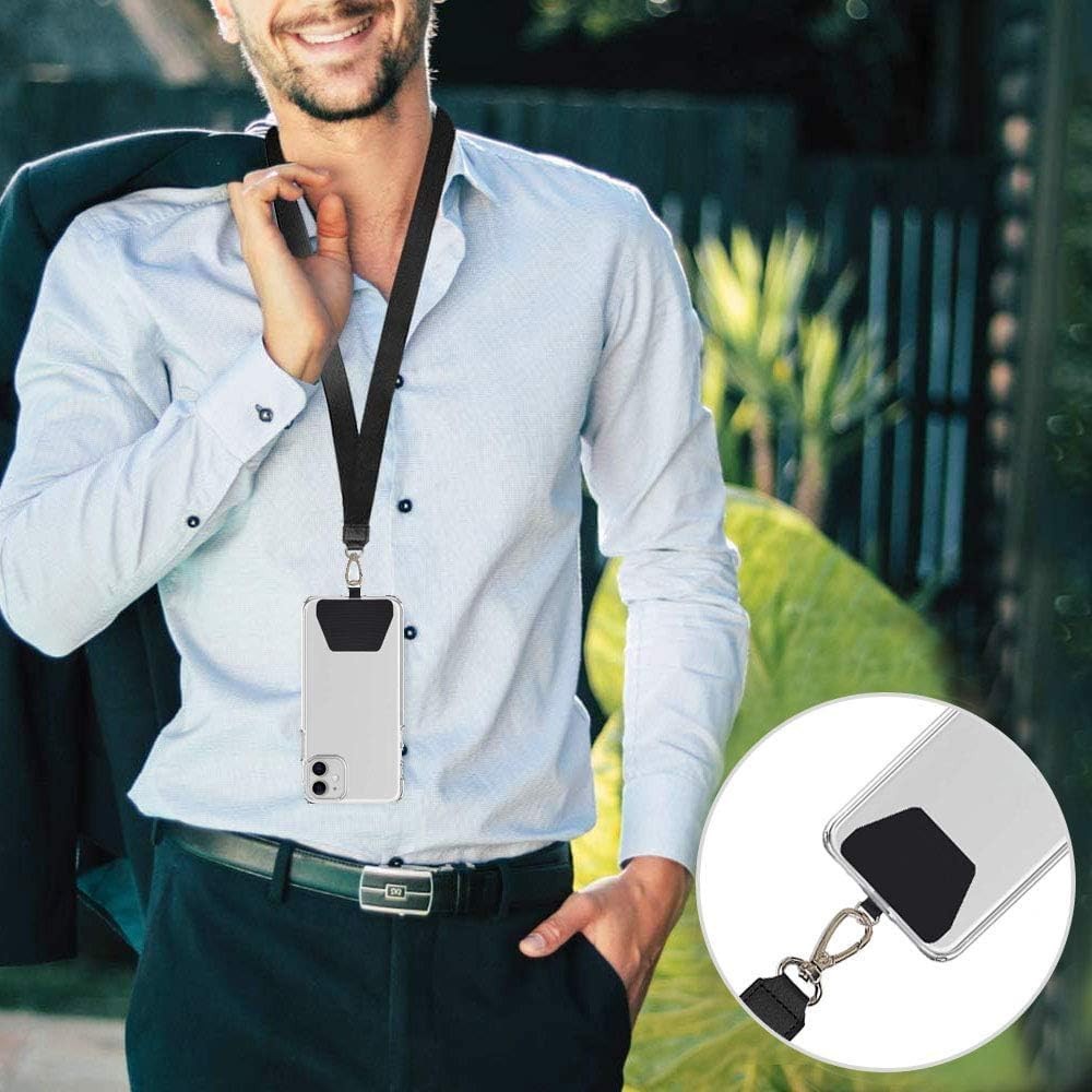Durable Phone Tether Tab - Easy Install Safety Strap, 4 Black Tether Tabs