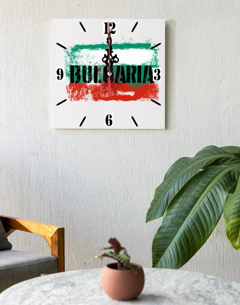 Bulgaria Flag Wall clock patriots CERAMIC Tile Watch Support Décor