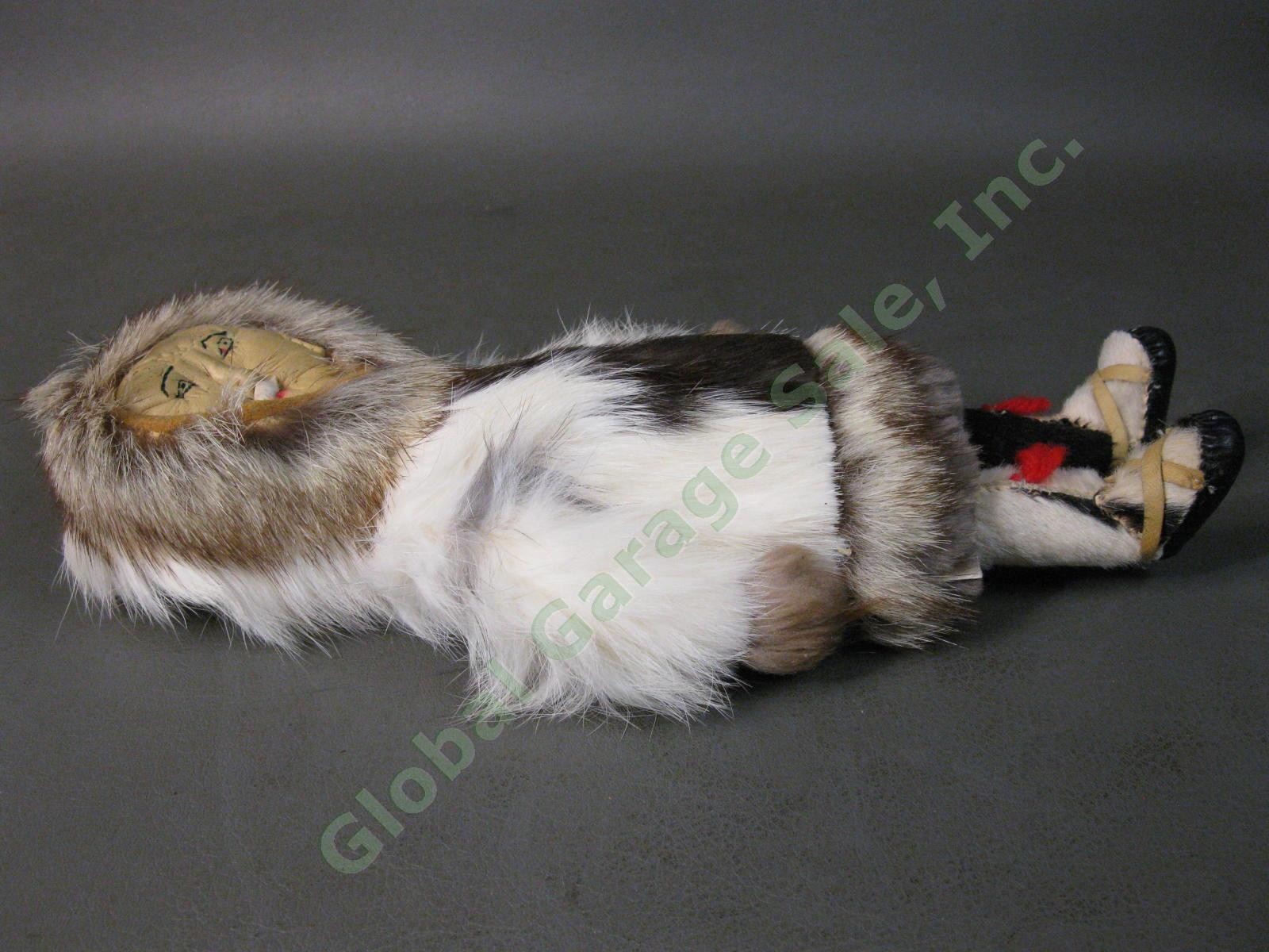 RARE VTG Antique Alaska Inuit Eskimo Male Doll Fur Leather Face Hide Skin Figure
