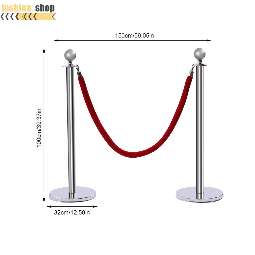 6Pcs Stanchion Posts with 4 Velvet Ropes Crowd Control Queue Pole Barrier