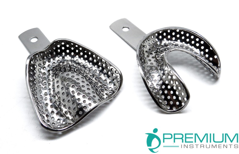 Dental Impression Perforated Large Trays Upper Lower Autoclavable Instruments