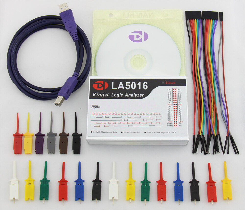 LA5016 USB Logic Analyzer 500M max sample 16 Channels 10B samples PWM Output