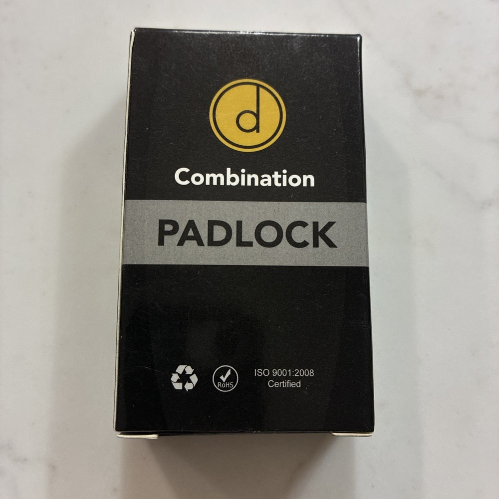 Padlock 4 Digit Combination Lock, Resettable, Black NEW