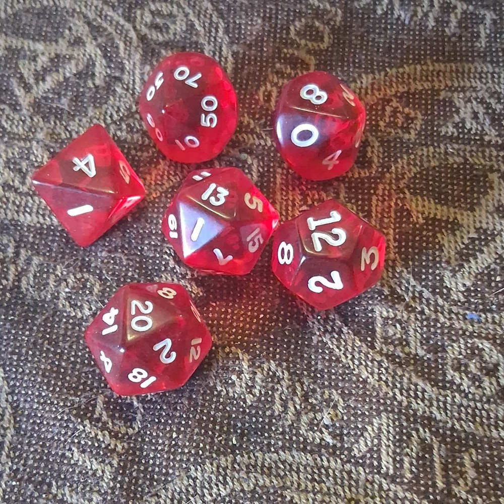 Red Polyhedral Dice Set 6 Pieces for Dungeons & Dragons