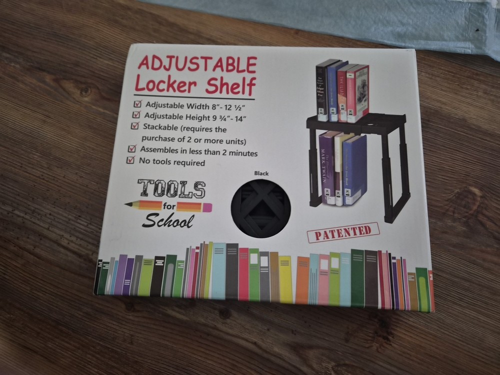 Tools for School Locker Shelf, Adjustable, Stackable (Black) No Tools Required