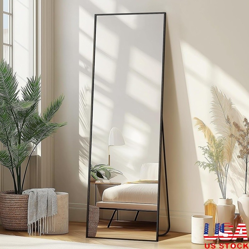 Full Length Standing Mirror HD Reflection Explosion Proof Wall Mount Free Stand