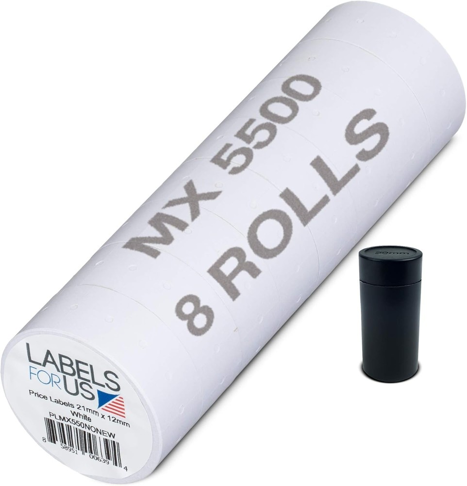 MX 5500-8,000 Labels Total - Pure White - 1 Pack (8 Rolls) - Prime,