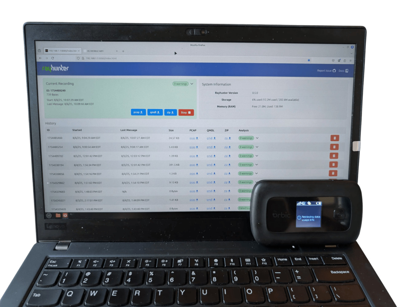 Used - RayHunter Orbic RC400L IMSI Catcher Detector | Stingray / Cell Site Simul